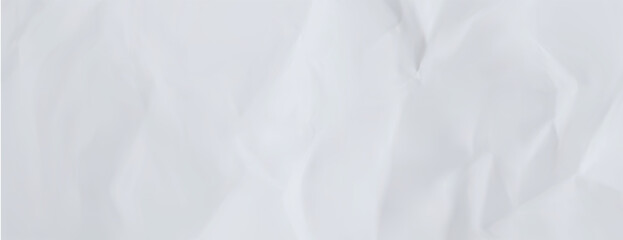 Obraz premium White wrinkled paper texture background with realistic crumpled folds and soft creases. Blank vintage sheet surface with subtle grain, old document pattern and abstract craft paper effect. Vector bg