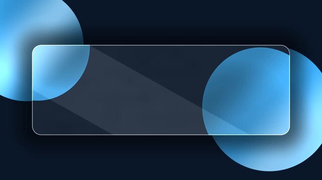 Frosted glass rectangle panel floats across deep blue circles in this smooth digital motion video animation