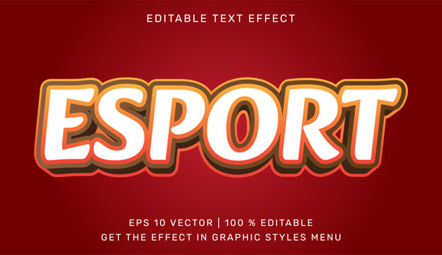 Esport word text effect with high contrast white 3D lettering typography editable contrast competition tournament branding template creative headline presentation