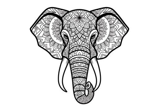 Black and white elephant head