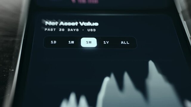 Financial chart tracking Net Asset Value over different timeframes