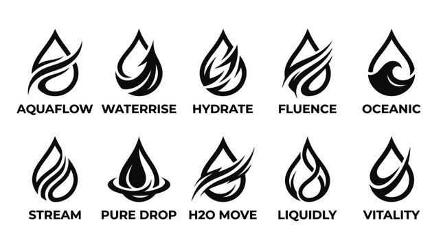 Abstract Black Liquid Motion Water Drop Logo Templates