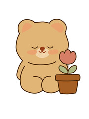 Fototapeta premium Cute Teddy Bear Study and Productivity Sticker Set with Laptop Books Calendar and Clock Hand Drawn Animal Clipart