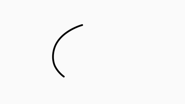 A minimalist continuous one-line animation of a curved black arrow drawing itself on a white background, perfect for direction and progress concepts.