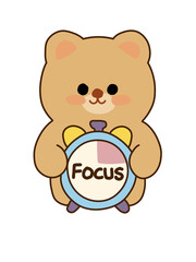 Fototapeta premium Cute Teddy Bear Study and Productivity Sticker Set with Laptop Books Calendar and Clock Hand Drawn Animal Clipart