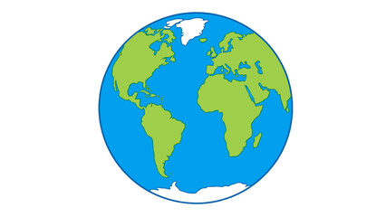 Simple globe illustration with world map on white background © icon_art