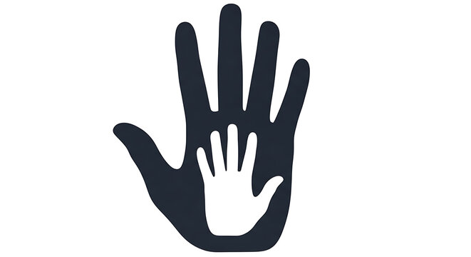 Handprint comparison icon large and small palm symbol with handprint comparison difference illustration diversity together minimalist abstract