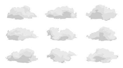 Fototapeta premium Set of soft white cloud shapes isolated on white background