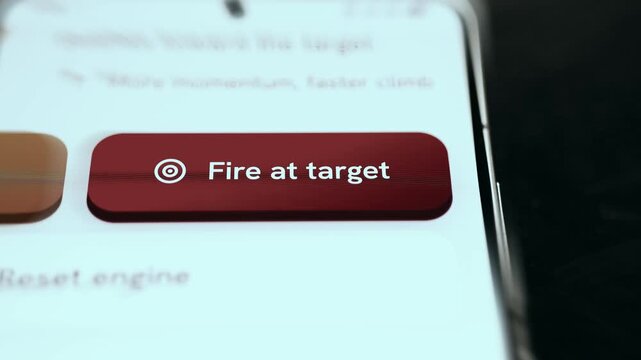 User presses the Fire at Target button on a digital interface