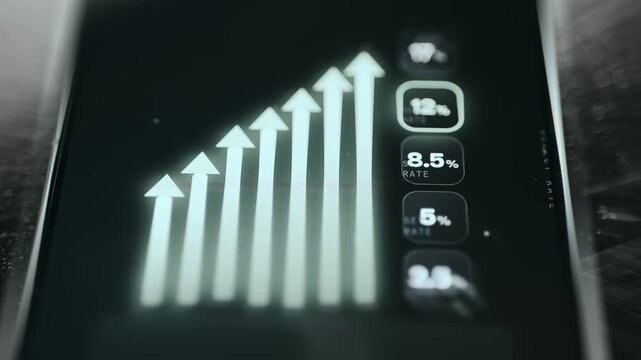 Business growth chart and a Rate set to 8 percent