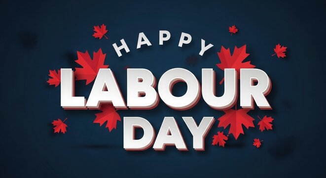 Happy labor day banner with maple leaves september holiday celebration graphic design