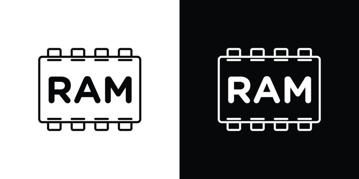 Memory icon outlined in black and white. Editable icons