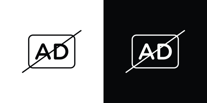 No audio description icon outlined in black and white. Editable icons