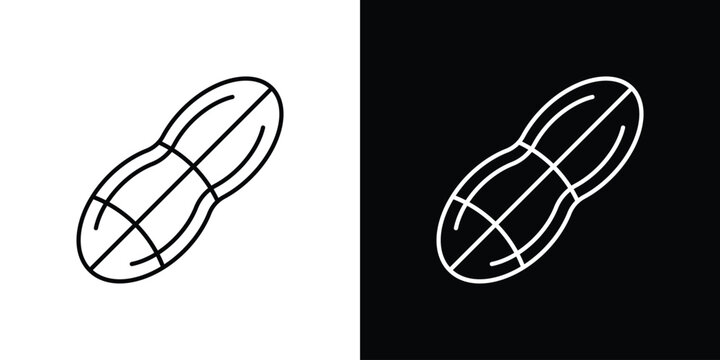 Peanut icon outlined in black and white. Editable icons
