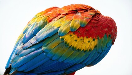 Obraz premium Vibrant plumage of a colorful scarlet macaw parrot close up