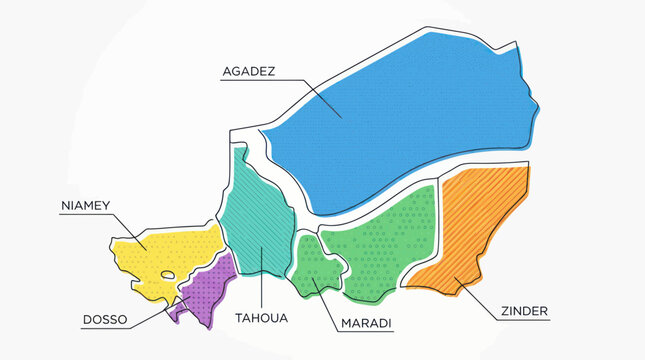 Map of Niger Regions with Major Cities Labeled