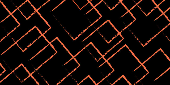 Abstract background featuring overlapping rough orange square outlines on a black background, perfect for modern graphic design.