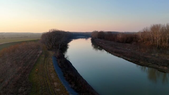 Mures in winter near Szeged, Drone Footage