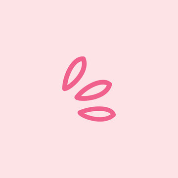 Simple hand drawn icon of three leaf or petal shapes. Minimalist decorative element for kawaii design, wedding ornament, romance pattern, feminine beauty logo, sticker, and card decoration.
