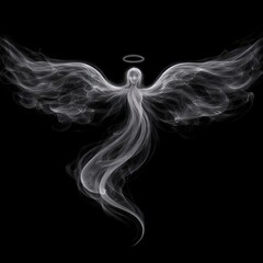 Naklejka premium Ethereal angelic figure in smoke.