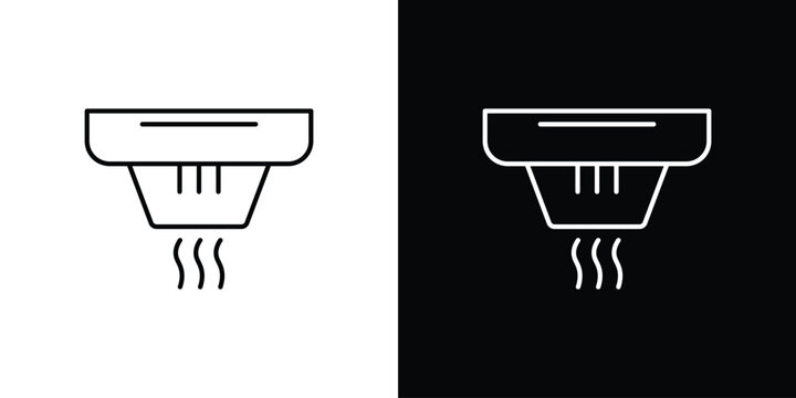 Sensor smoke icon outlined in black and white. Editable icons