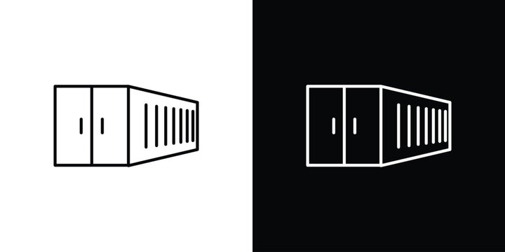 Shipping Container icon outlined in black and white. Editable icons