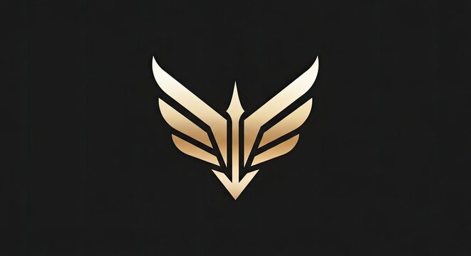 Golden winged emblem with a central spearhead tip design.