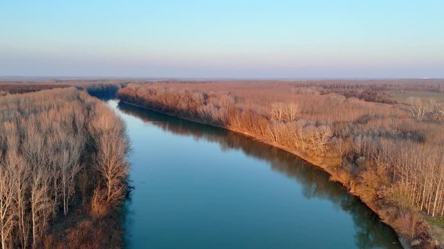 Mures in winter near Szeged, Drone Footage