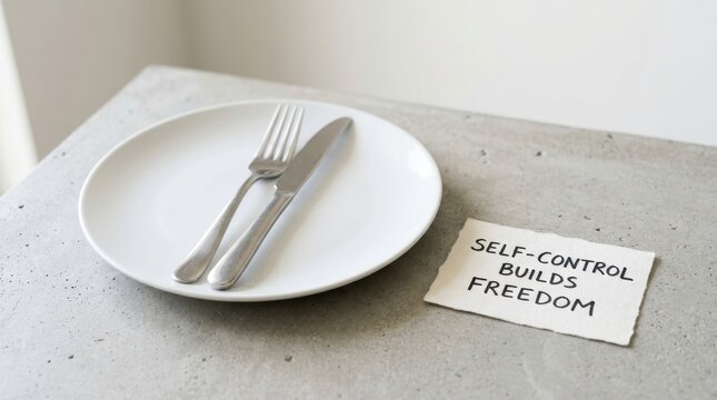 Minimalist table setting with fork knife plate and note