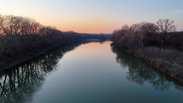 Mures in winter near Szeged, Drone Footage