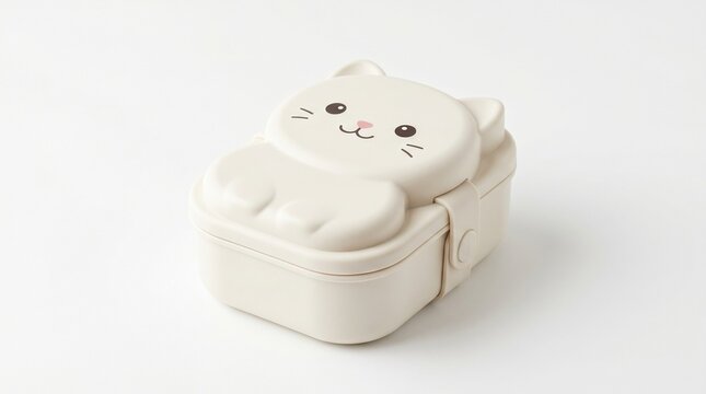 A chic and feminine lunch box featuring elegant bow details with pastel pink, white, and gold accents