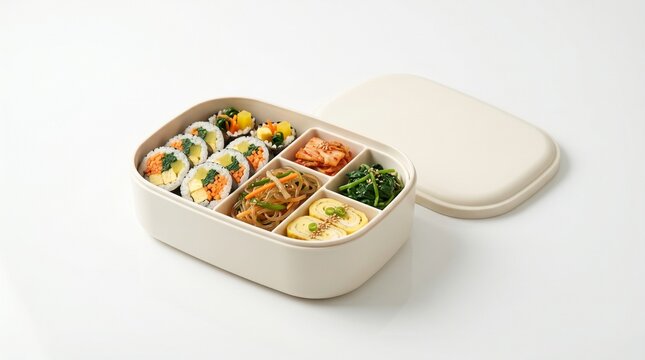 A chic and feminine lunch box featuring elegant bow details with pastel pink, white, and gold accents