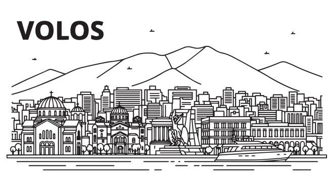 Volos Skyline Illustration Cityscape