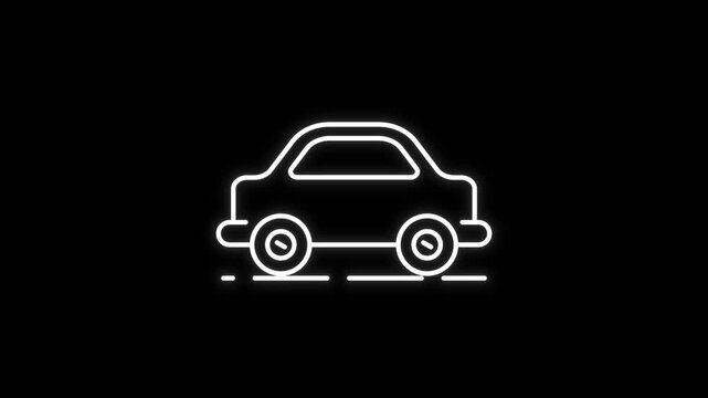 Car Automotive Line Icon With Continuous Driving Motion on Black Background