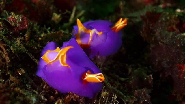 【水中4K】相模湾 烏帽子岩の海洋生物：シンデレラウミウシ（2個体）