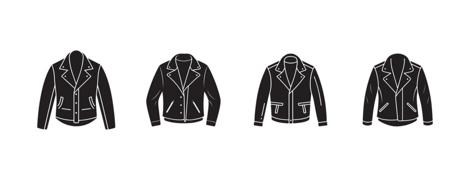 jacket designs with white outlines displayed side by side on a plain white background for fashion or clothing concepts