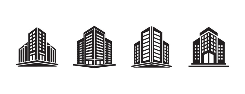 modern city skyscraper buildings  office highrise architecture  urban landscape icons