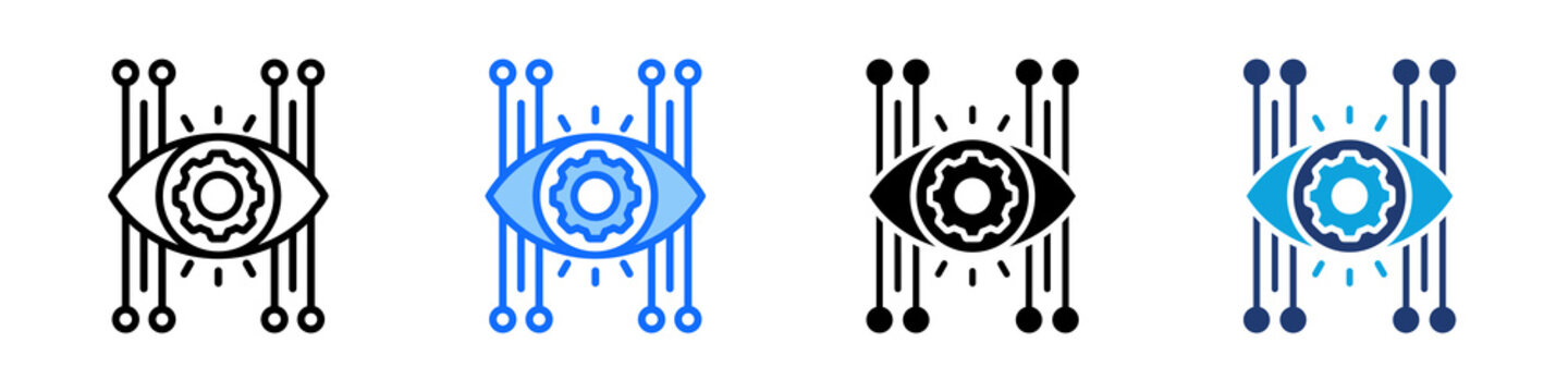 Machine Vision Icon Set Multi Style Vector Illustration