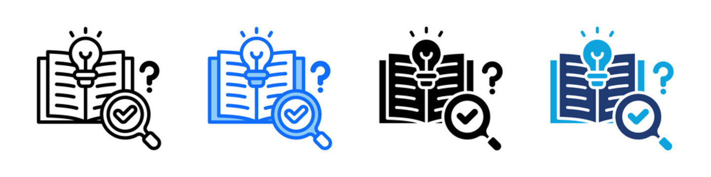 Knowledge Discovery Icon Set Multi Style Vector Illustration