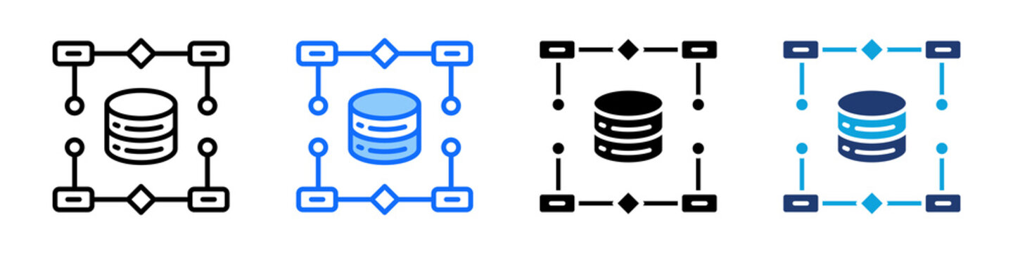 Data Modeling Icon Set Multi Style Vector Illustration