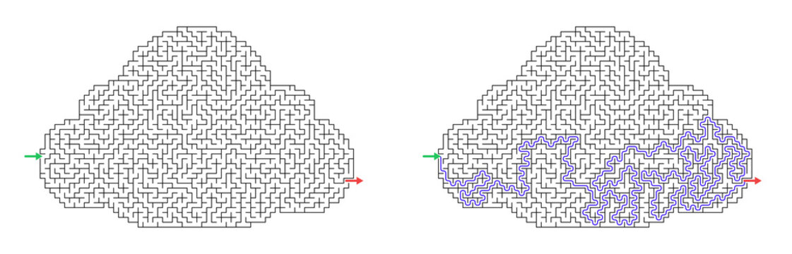Cloud summer maze activity for children easy