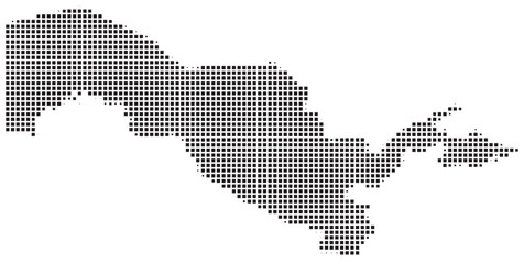 Obraz premium Square grid map of Uzbekistan in a dot matrix style vector illustration for presentation.