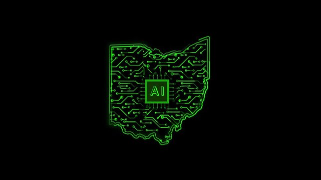 Ohio State (USA) Map Map Chipset Technology Opener, Suitable for USA Elections, US Events, Tech Events, Science Programs, News and Artificial Intelligence Presentations