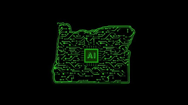 Oregon State (USA) Map Map Chipset Technology Opener, Suitable for USA Elections, US Events, Tech Events, Science Programs, News and Artificial Intelligence Presentations