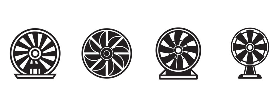 fan designs showcasing various styles and blade arrangements for cooling purposes each fan is unique in its structure and functionality isolated on transparent background
