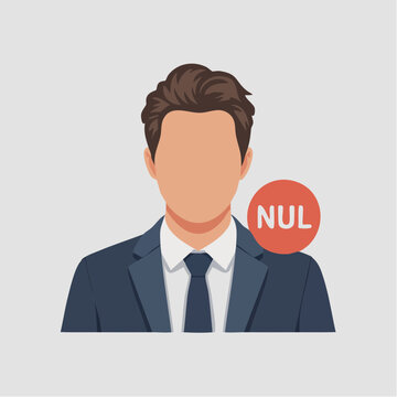 Businessman avatar with NUL label on suit