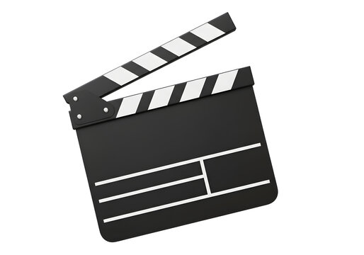 Black movie clapper board isolated on white background for film production