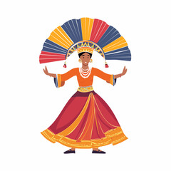 Obraz premium Woman in Traditional Colorful Costume and Headdress