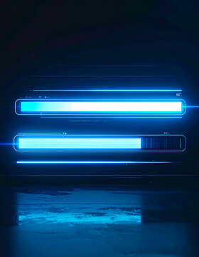 Digital Progress Bar Interface with Blue Neon Light
青いネオンのデジタル進捗バーインターフェース