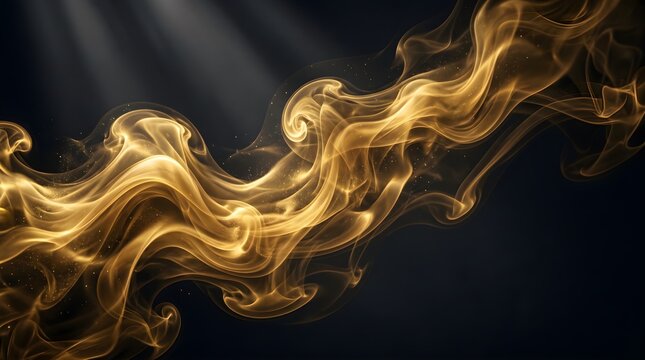 Golden Smoke Swirls: Ethereal wisps of golden smoke dance and swirl against a dark background, creating a mystical and luxurious visual effect.